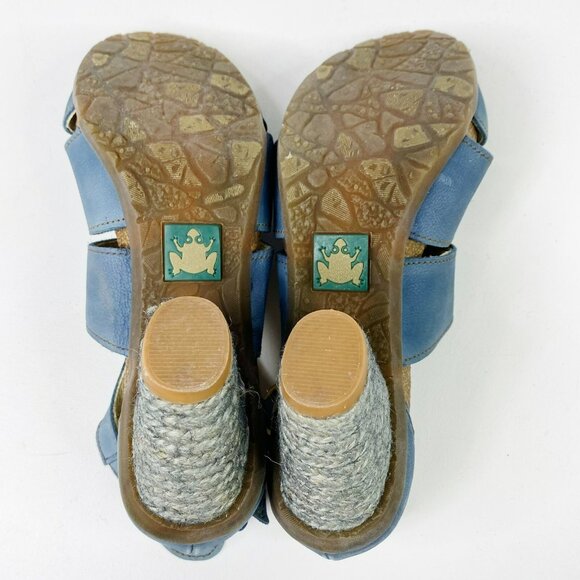 El Naturalista Sandals Shoes Size 41 US 10 Blue Leather Caged Heels Open Toe - Picture 5 of 6